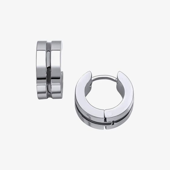 Fred Bennett Black Enamel Stripe Hoop Earrings E6397