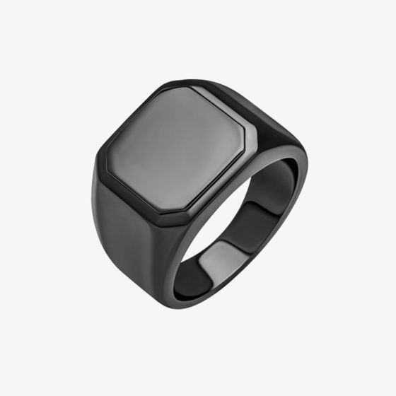 Fred Bennett Forged Gun Metal Siver Square Signet Ring R3911