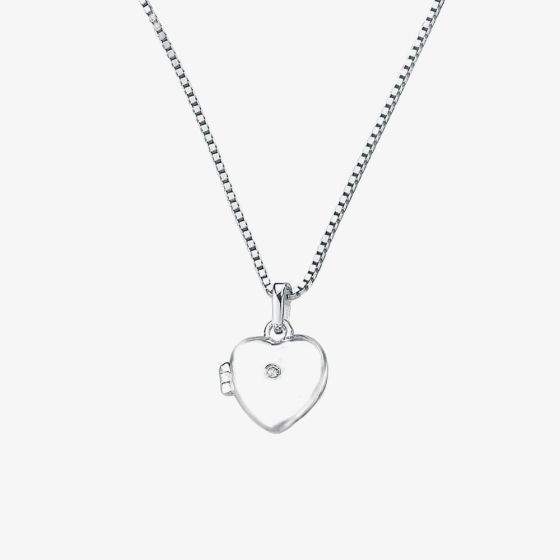 D For Diamond Silver Heart Locket Pendant Necklace P2549