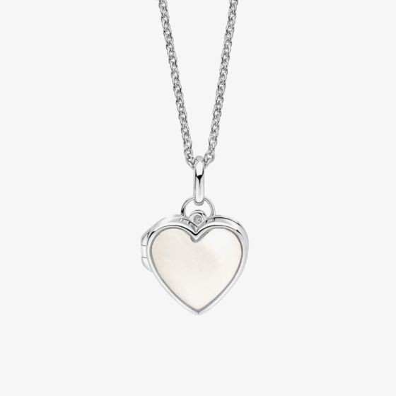 D For Diamond Silver Mother Of Pearl Locket Necklace P5516P