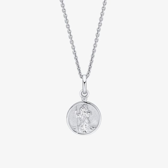 D For Diamond Silver St Christopher Pendant Necklace P5564