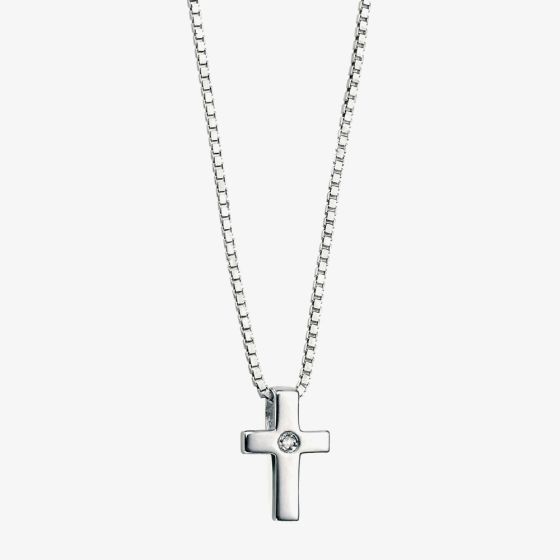 D For Diamond Silver Cross Pendant Necklace P800