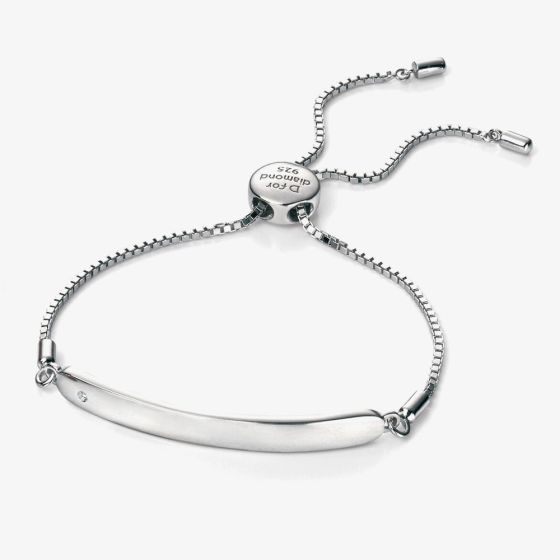 D For Diamond Sterling Silver ID Chain Bracelet B4788