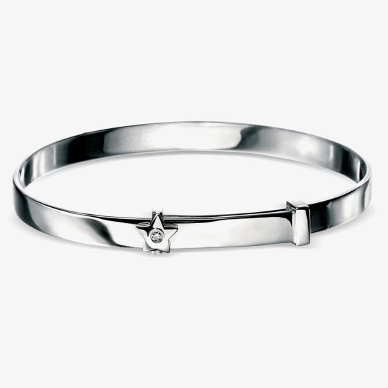 D For Diamond Sterling Silver Star Baby Bangle B772