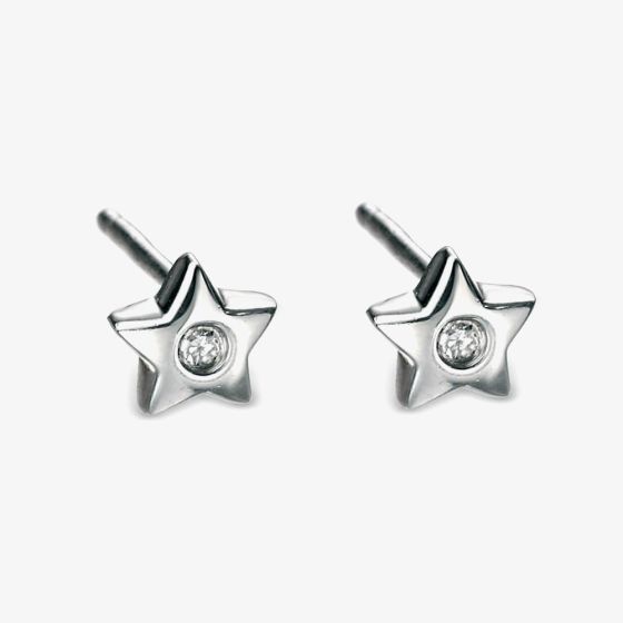 D For Diamond Silver Diamond Set Star Stud Earrings E573