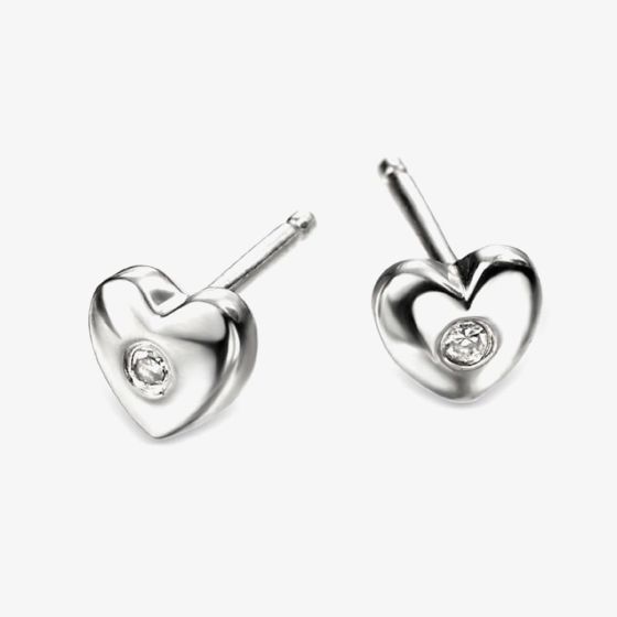 D For Diamond Silver Diamond Heart Stud Earrings E572