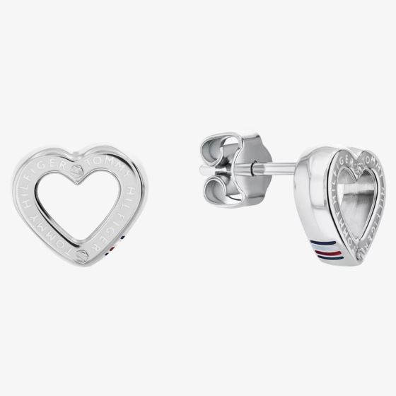 Tommy Hilfiger Ladies Silver Heart Stud Earrings 2780971