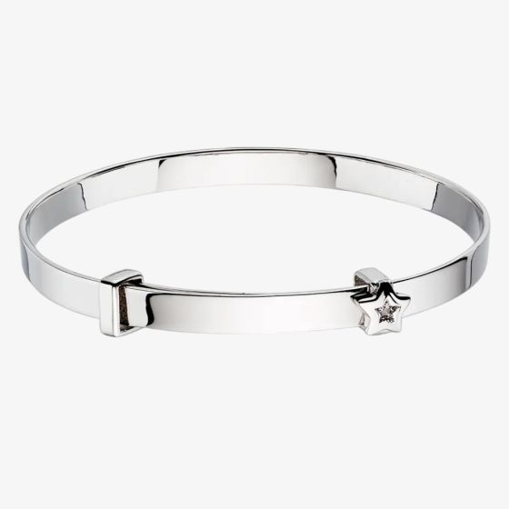 Little Star Inez Silver Diamond Star Expander Baby Bangle LSB0006