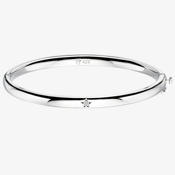 Little Star Xandra Silver Diamond Baby Bangle LSB0030