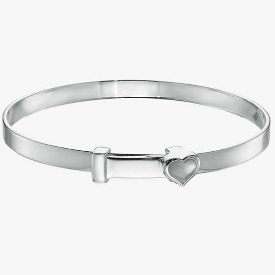 Little Star Pearl Mother Of Pearl Silver Heart Baby Bangle LSB0564