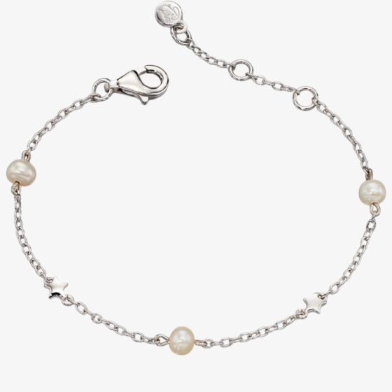 Little Star Girls Anja Silver Pearl Star Bracelet LSB0038