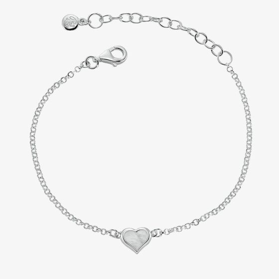 Little Star Betty Childrens Silver Mother Of Pearl Heart Bracelet LSB0580