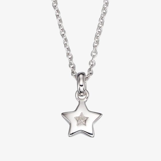 Little Star Kirsty Girls Silver Diamond Star Pendant Necklace LSN0009