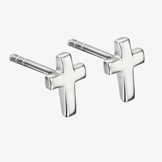 Little Star Girls Eden Silver Cross Stud Earrings LSE0528