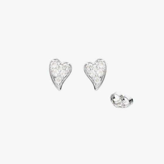 Kit Heath Desire Kiss Precious Pavé Heart Stud Earrings 30505WT