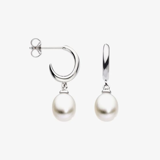 Kit Heath Coast Pebble Pearl Droplet Semi Hoop Earrings 50183FP