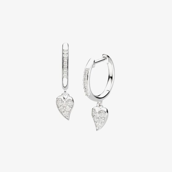 Kit Heath Desire Kiss Precious Pavé Heart Hoop Earrings 50511WT
