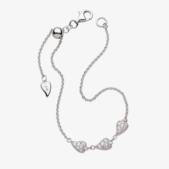 Kit Heath Desire Kiss Precious Pavé Heart Triplet 7 Inch Bracelet 70511WT