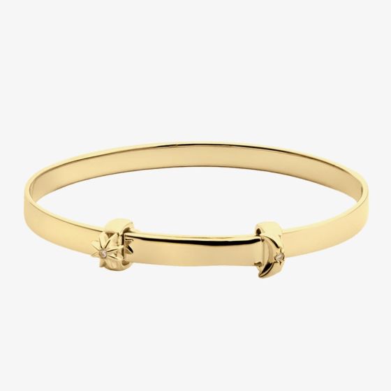 Little Star Celeste 9ct Yellow Gold Diamond Moon & Star Baby Bangle LSB0625