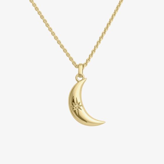 Little Star Alya 9ct Yellow Gold Diamond Moon Pendant Necklace LSN0617