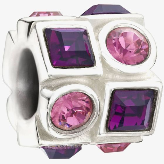 Chamilia Pink and Purple Circle and Square Crystal Bead 2083-0404