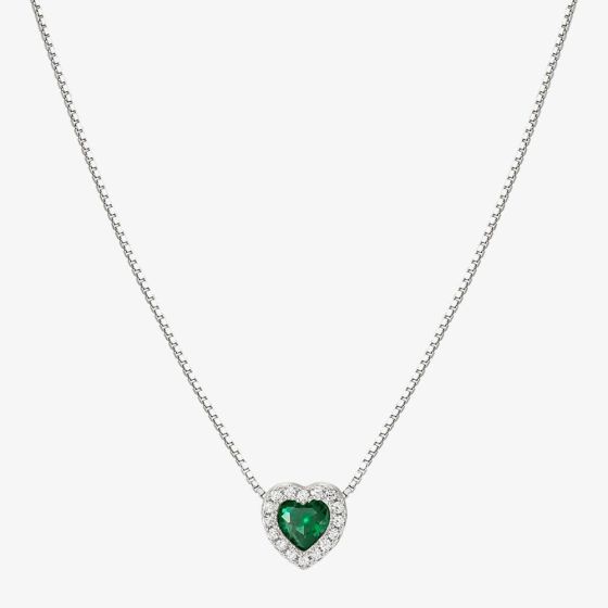 Nomination All My Love Sterling Silver Green Heart Necklace 240302/014