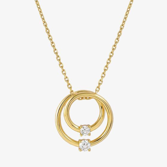 Nomination Cosmic Love Gold Plated Cubic Zirconia Large Double Circle Pendant Necklace 241708/054