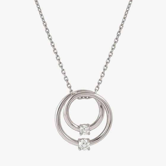 Nomination Cosmic Love White Rhodium Cubic Zirconia Large Double Circle Pendant Necklace 241708/053