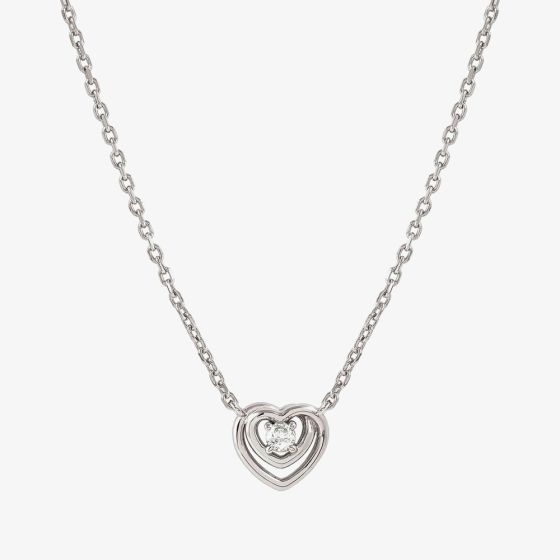 Nomination Cosmic Love White Rhodium Cubic Zirconia Heart Pendant Necklace 241706/004