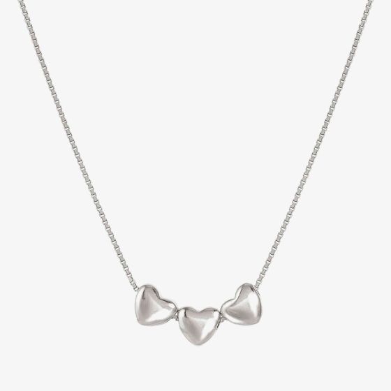 Nomination Armonica White Rhodium Three Small Heart Pendant Necklace 241305/004