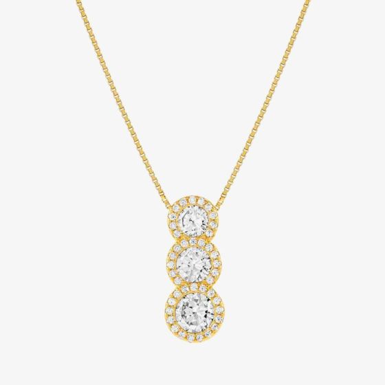 Nomination Seidivina Gold Plated Three Cubic Zirconia Round Cluster Pendant Necklace 241403/012