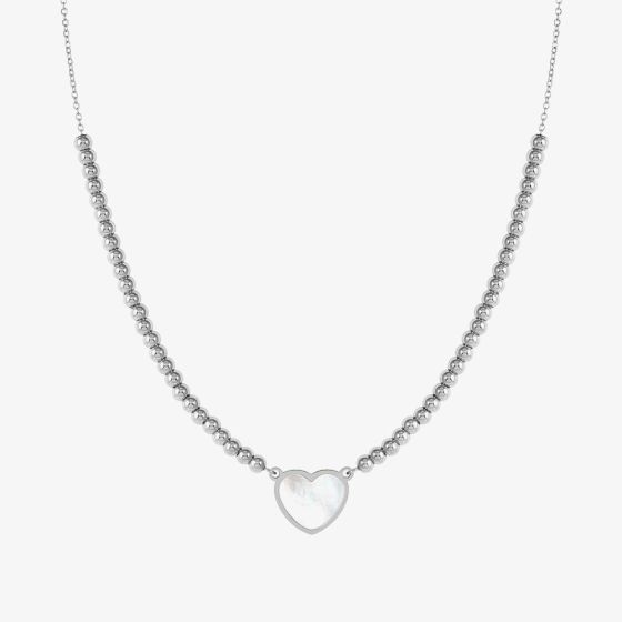 Nomination Emosfere Silver Tone Mother Of Pearl Heart Ball Necklace 134205/036