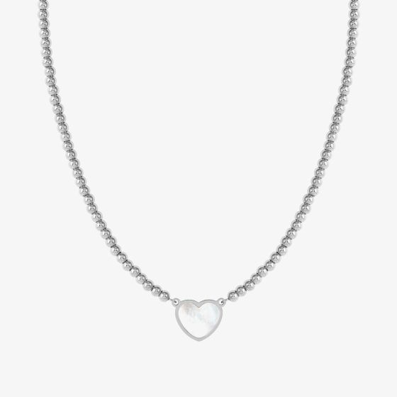 Nomination Emosfere Silver Tone Mother Of Pearl Heart Ball Bead Necklace 134206/036