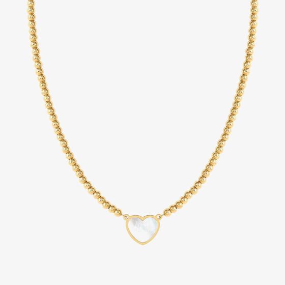 Nomination Emosfere Gold Tone Mother Of Pearl Heart Ball Bead Necklace 134216/036