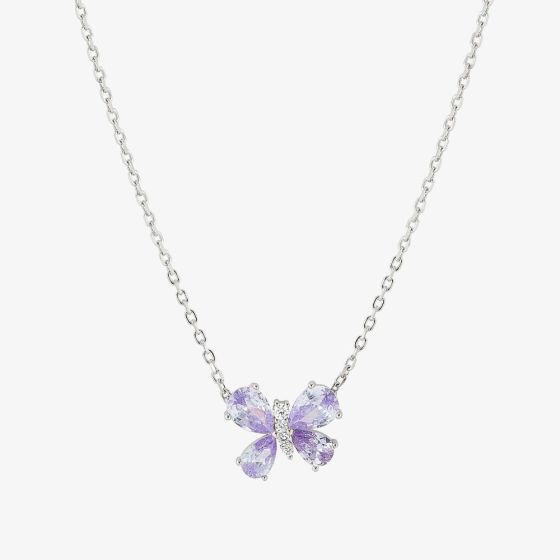 Nomination Shine Me Up Silver Lilac & White Cubic Zirconia Butterfly Necklace 241902/006