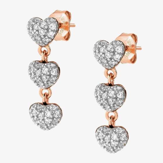 Nomination Easychic Rose Gold Plated Cubic Zirconia Heart Dropper Earrings 147914/022