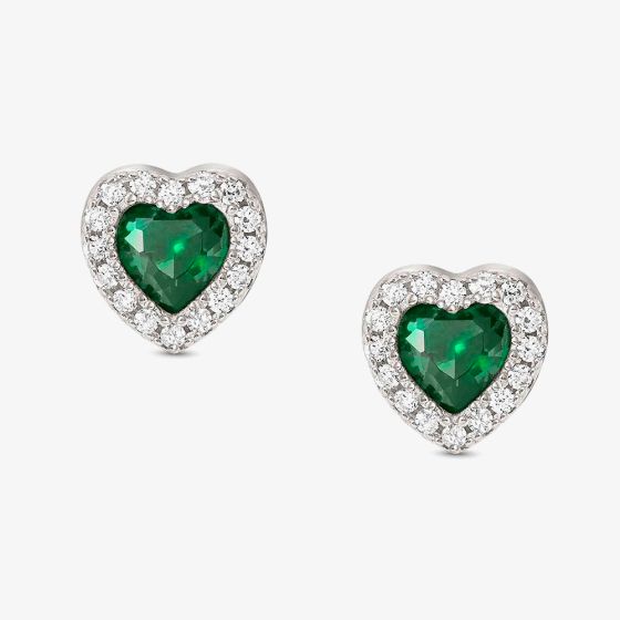 Nomination All My Love Sterling Silver Green Heart Stud Earrings 240304/014