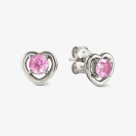 Nomination CosmicLove Silver Pink Cubic Zirconia Heart Stud Earrings 241711/002