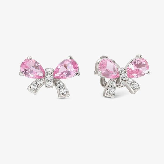 Nomination Shine Me Up Silver Multi Cut Pink & White Cubic Zirconia Bow Stud Earrings 241903/009