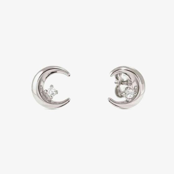Nomination Dream Beats Silver Cubic Zirconia Moon Stud Earrings 242603/022