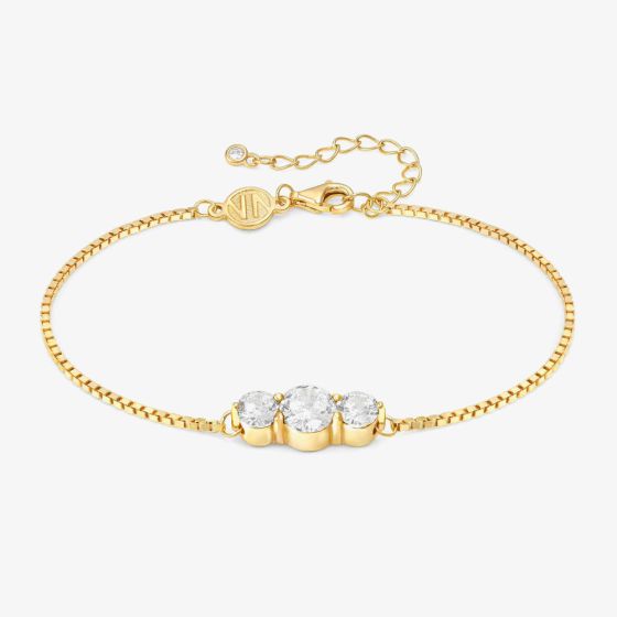 Nomination Colour Wave Yellow Gold White Three Stone Bracelet 149816/012