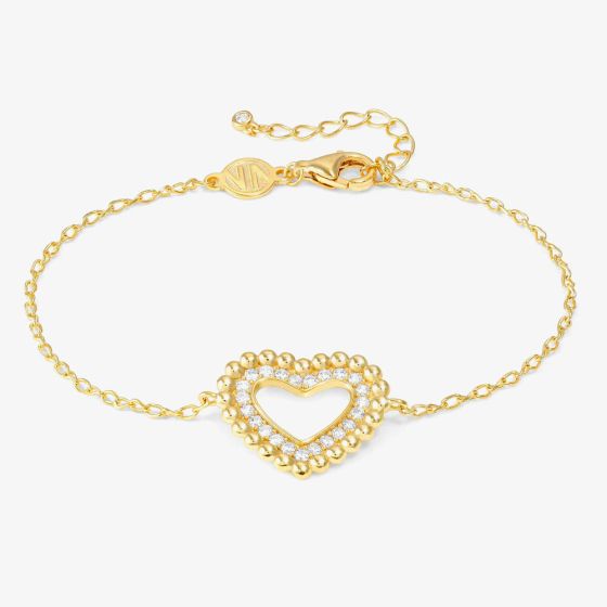 Nomination Lovecloud Gold Tone Plated Stone Set Heart Bracelet 240502/008