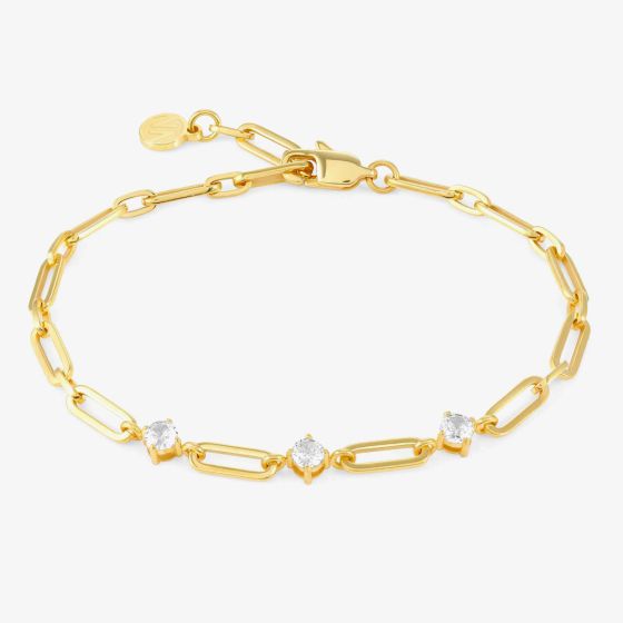 Nomination Style Gold Plated 3 Stone Link Chain Bracelet 029400/012