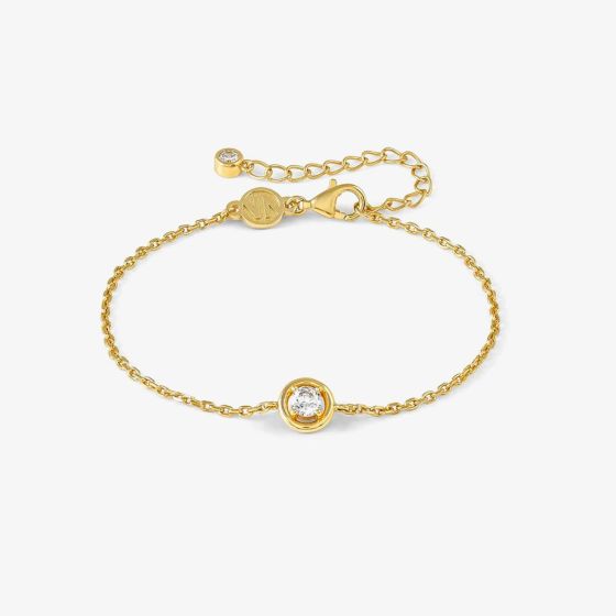 Nomination Cosmic Love Gold Plated Cubic Zirconia Round Pendant Bracelet 241703/054