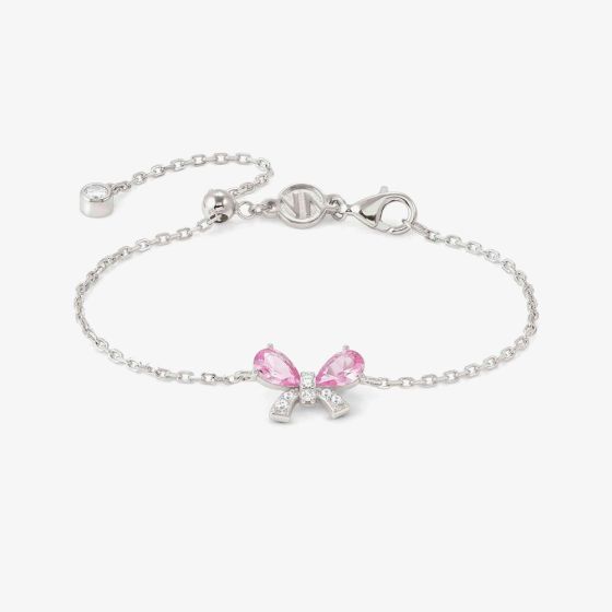 Nomination Shine Me Up Silver Pink & White Cubic Zirconia Bow Bracelet 241901/009