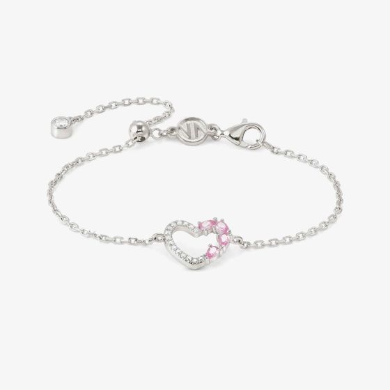 Nomination Shine Me Up Multi Cut Pink & White Cubic Zirconia Open Heart Bracelet 241901/004