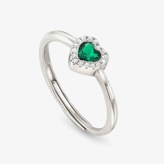 Nomination All My Love Sterling Silver Green Heart Halo Adjustable Ring 240300/014