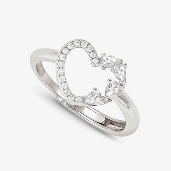 Nomination Shine Me Up Silver Multi Cut Cubic Zirconia Open Heart Ring 241900/003