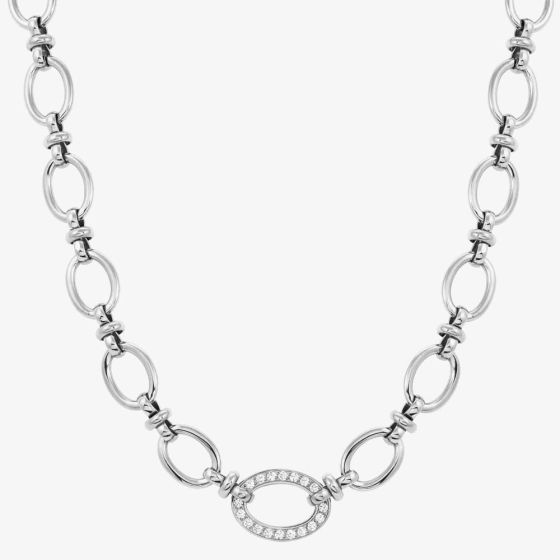 Nomination Affinity Stainless Steel Cubic Zirconia Oval Link Necklace 028606/001