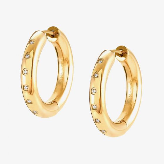 Nomination Stardust Stainless Steel Gold Plated Cubic Zirconia Hoop Earrings 028204/012